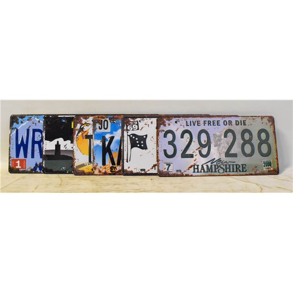 6 USA VINTAGE LICENCE PLATES- NEW
