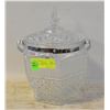 GLASS ICE BUCKET WITH TONGS 7" X 7"