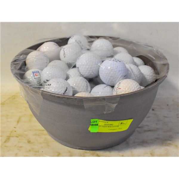 BUCKET OF GOLF BALLS FOR PRACTICE