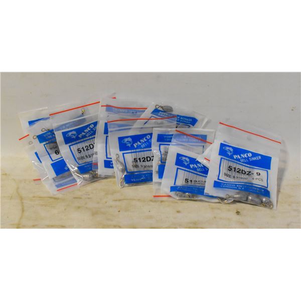 CASE OF 12 BAGS OF FISHING WEIGHTS SINKERS