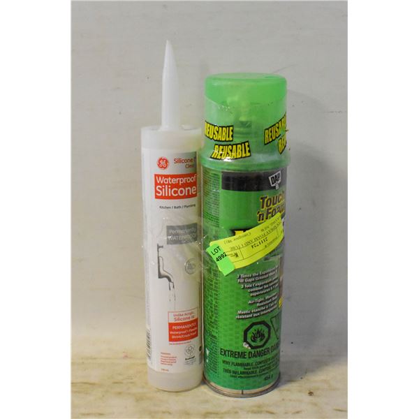 1 CAN SPRAY FOAM AND 1 TUBE SILICONE. NEW