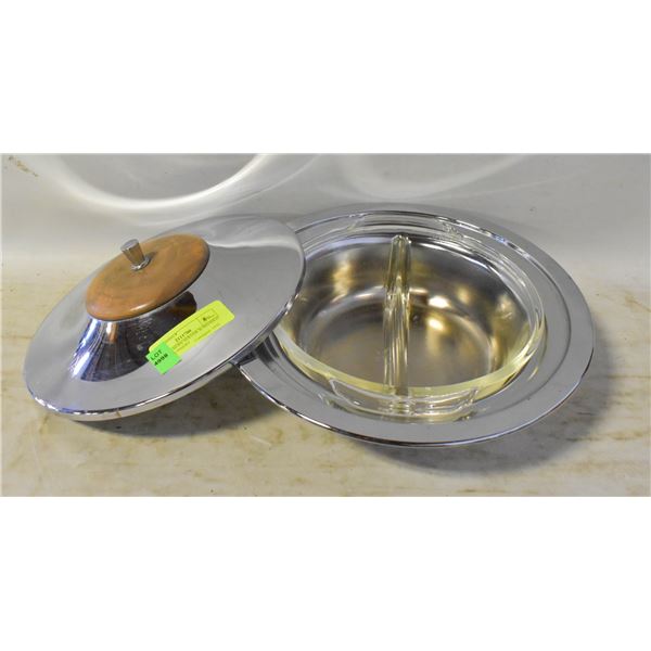 1960'S MILBERN SERVER W/DIVIDED FIRE KING INSERT