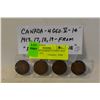 Image 1 : CANADA 4X GEORGE V 1 CENT: 1913, 1917, 1918, 1919