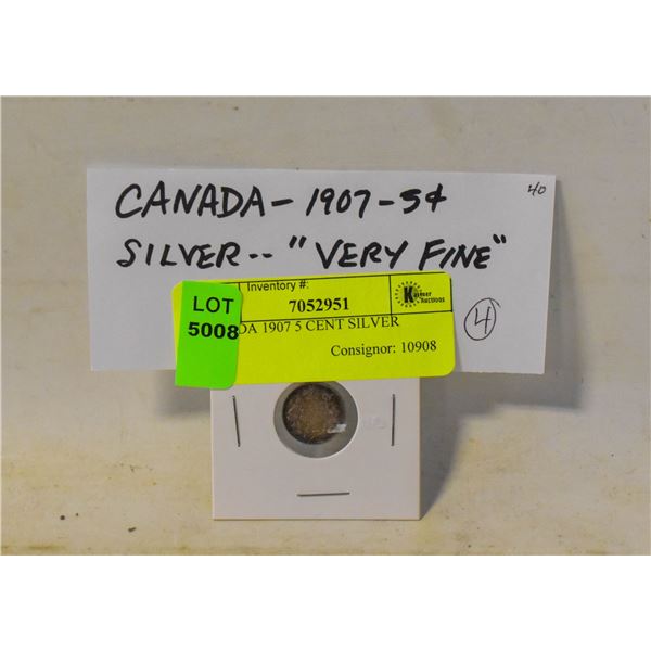 CANADA 1907 5 CENT SILVER