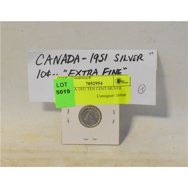CANADA 1951 TEN CENT SILVER