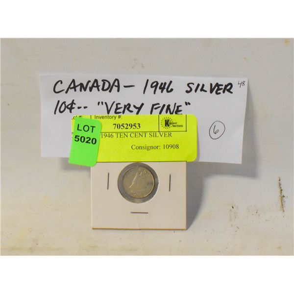 CANADA 1946 TEN CENT SILVER