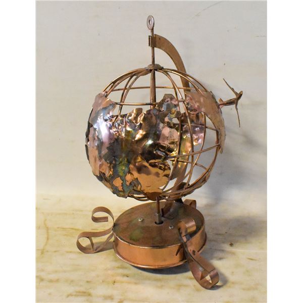 MUSICAL GLOBE WITH PLANE CIRCLING IT,DISTRESSED