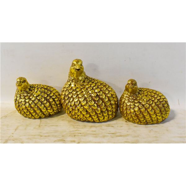 LOT OF 3 GOLD DÉCOR BIRDS