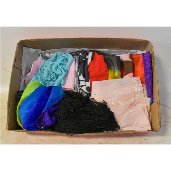 FLAT OF SCARVES SOME BEADED