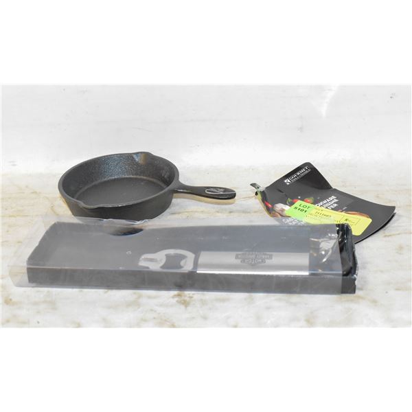 NEW CAST IRON FRYING PAN WITH HARLEY DAVIDSON