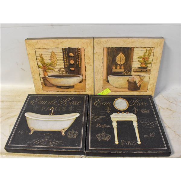 LOT OF 4 BATHROOM WALL ART DÉCOR