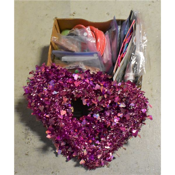 BOX OF PARTY SUPPLIES ASSORTED