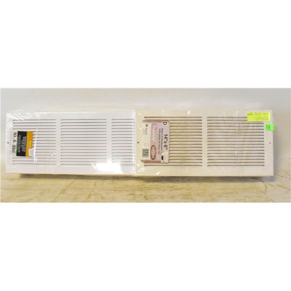 UNUSED WHITE BASEBOARD AIR RETURN GRILLES