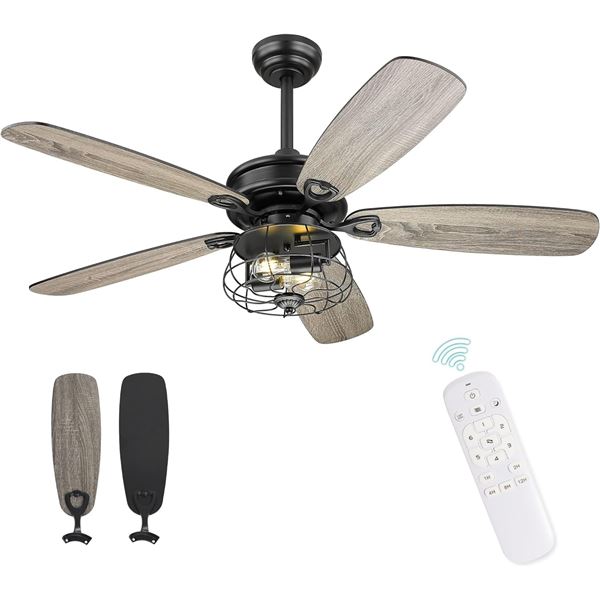 NEW W BOX MELKELEN FARMHOUSE CEILING FAN BLACK