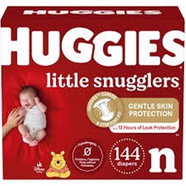 NEW 144 DIAPERS HUGGIES LITTLE SNUGGLERS NEWBORN