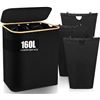 Image 1 : NEW 160L LAUNDRY HAMPER STORAGE BLACK