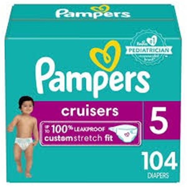 NEW 104 DIAPERS PAMPERS CRUISERS SIZE 5
