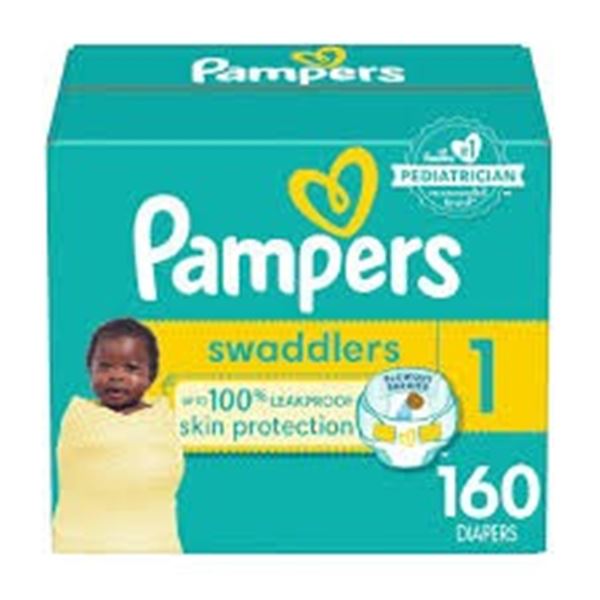 NEW 160 DIAPERS PAMPERS SWADDLERS SIZE 1