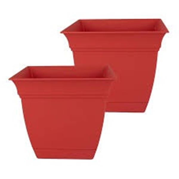NEW 2PK 2.15 GALLON ECLIPSE PLASTIC RED PLANTER