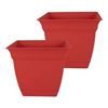 Image 1 : NEW 2PK 2.15 GALLON ECLIPSE PLASTIC RED PLANTER