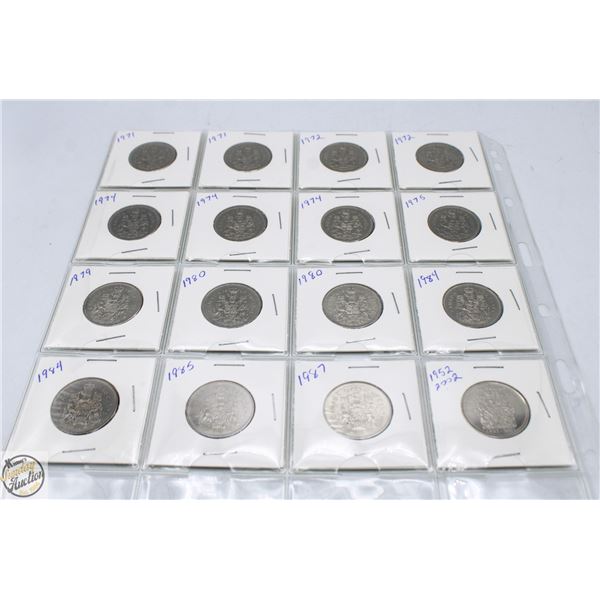 16 CANADIAN HALF DOLLARS