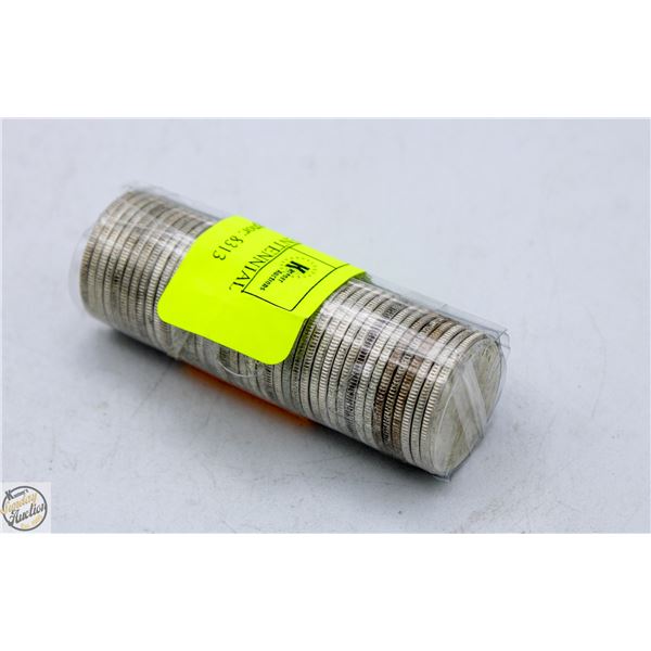 ROLL OF 40 CANADIAN CENTENNIAL SILVER QUARTERS