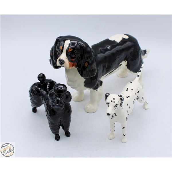 3 BESWICK DOG FIGURINES (KING CHARLES