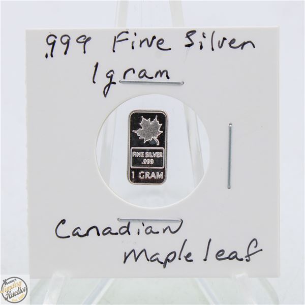 #3271-CANADIAN .999 FINE SILVER 1 GRAM BAR