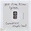 Image 1 : #3271-CANADIAN .999 FINE SILVER 1 GRAM BAR