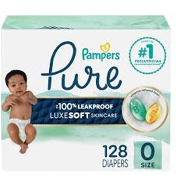 NEW 128 DIAPERS PAMPERS PURE NEWBORN