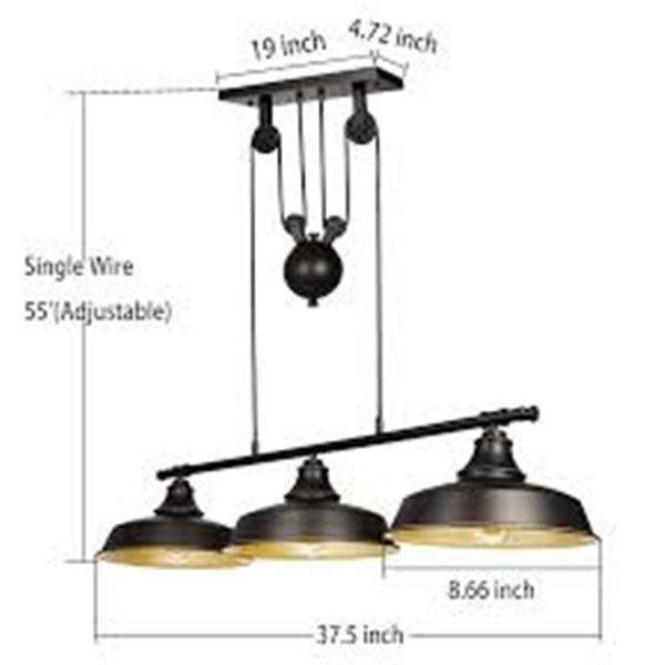 BRAND NEW 3-LIGHT PULLEY PENDANT LIGHT