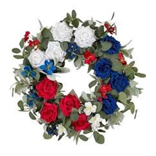 BRAND NEW WANNA-CUL PATRIOTIC FLOWER WREATH
