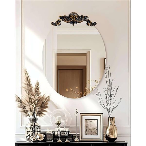 NEW WITH BOX ARTLOGE OVAL MIRROR 36 X 28" SILVER