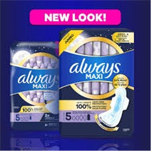NEW 3 X 24 PADS ALWAYS MAXI EXTRA HEAVY OVERNIGHT