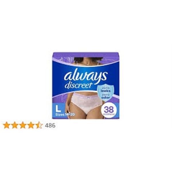NEW 38 UNDERWEAR ALWAYS DISCREET LARGE