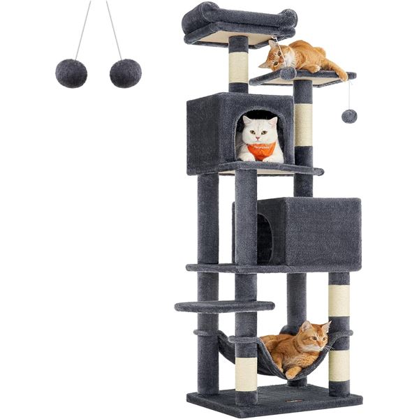 NEW ASSEMBLED FEANDREA 61" SMOKEY GRAY CAT CONDO