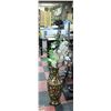 ORNATE FLOOR STANDING VASE WITH ARTIFICIAL FOLIAGE