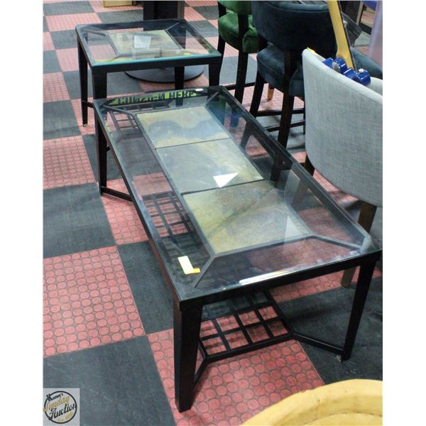 GLASS COFFEE TABLE H-19" + END TABLE H-24"
