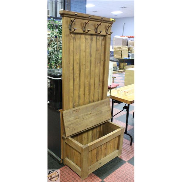 SOLID WOOD AND CAST METAL HOOKS HALLWAY TREE