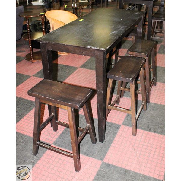 BAR TABLE 4 1/2' X 2' X 3' H WITH 3 STOOLS