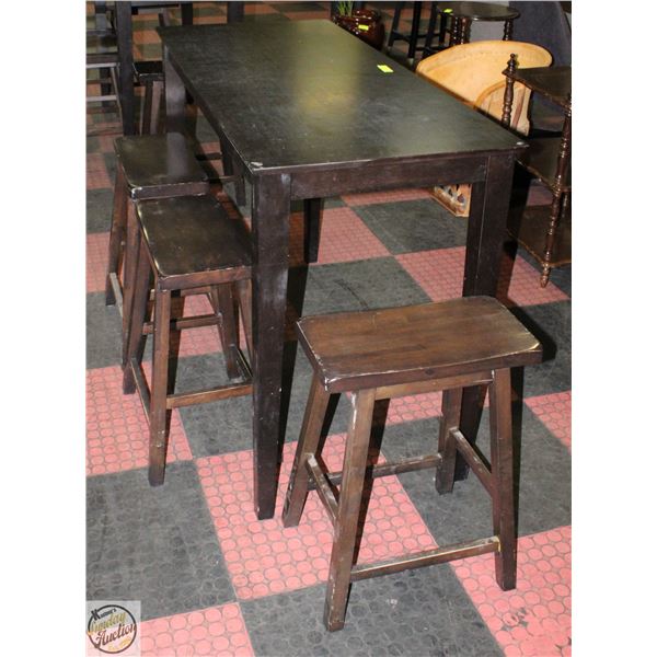 BAR TABLE 4 1/2' X 2' X 3' H WITH 3 STOOLS