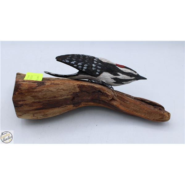 RICHARD GOERG WOODPECKER WOOD CARVING #14314