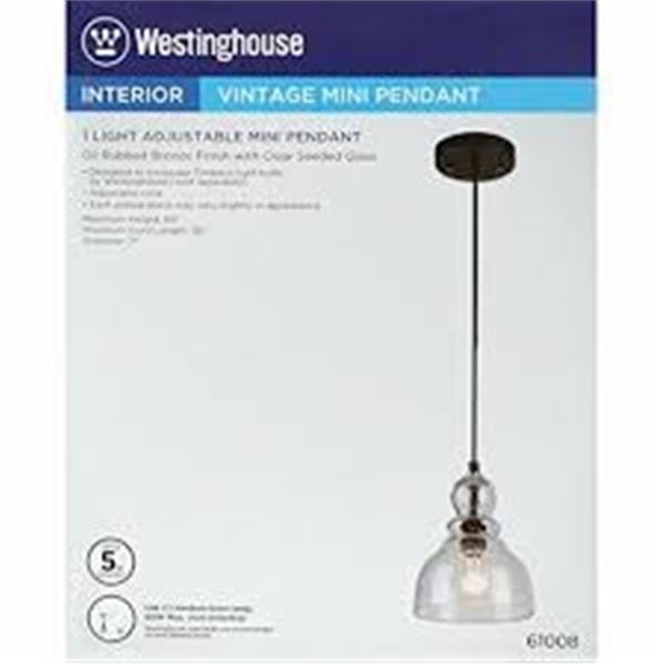 NEW W/BOX 2 WESTINGHOUSE 1 LIGHT MINI PENDANT