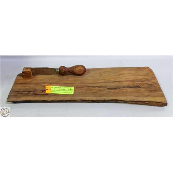 LIVE EDGE WOOD CHEESE BOARD W/ KNIFE