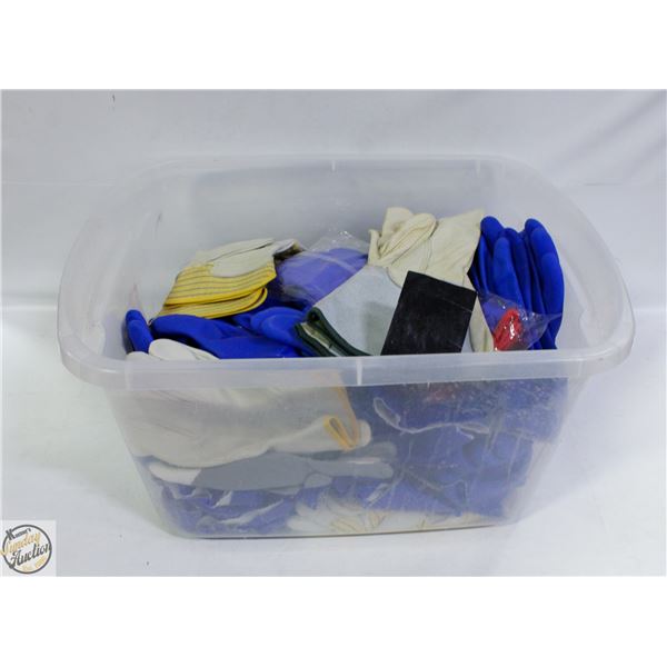 TOTE WITH ASSORTED WORK GLOVES NEW +