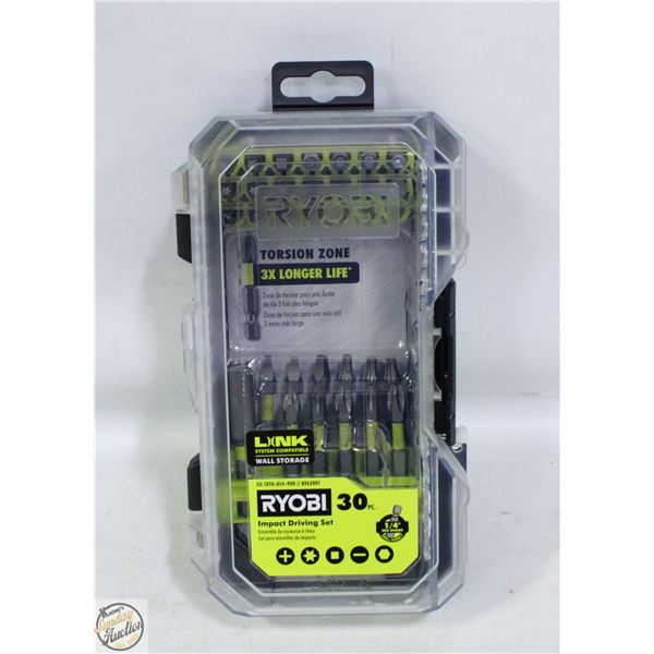 NEW RYOBI 30PC IMPACT DRIVER SET IN CASE