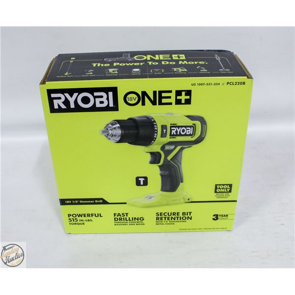 NEW RYOBI ONE 18 VOLT 1/2 HAMMER DRILL