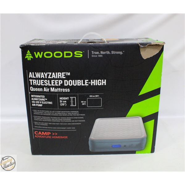 WOODENS QUEEN SIZED AIR MATTRESS IN BOX 110-120V