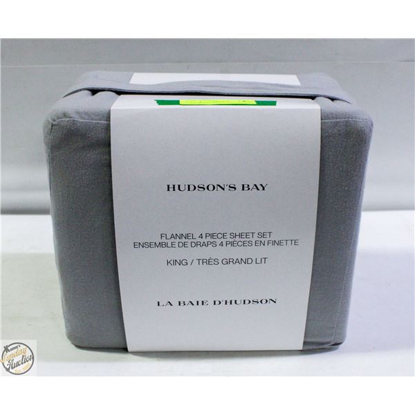 NEW HUDSON'S BAY 4 PC FLANNEL SHEET SET
