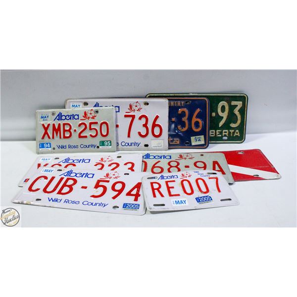 9 COLLECTIBLE ALBERTA LICENCE PLATES